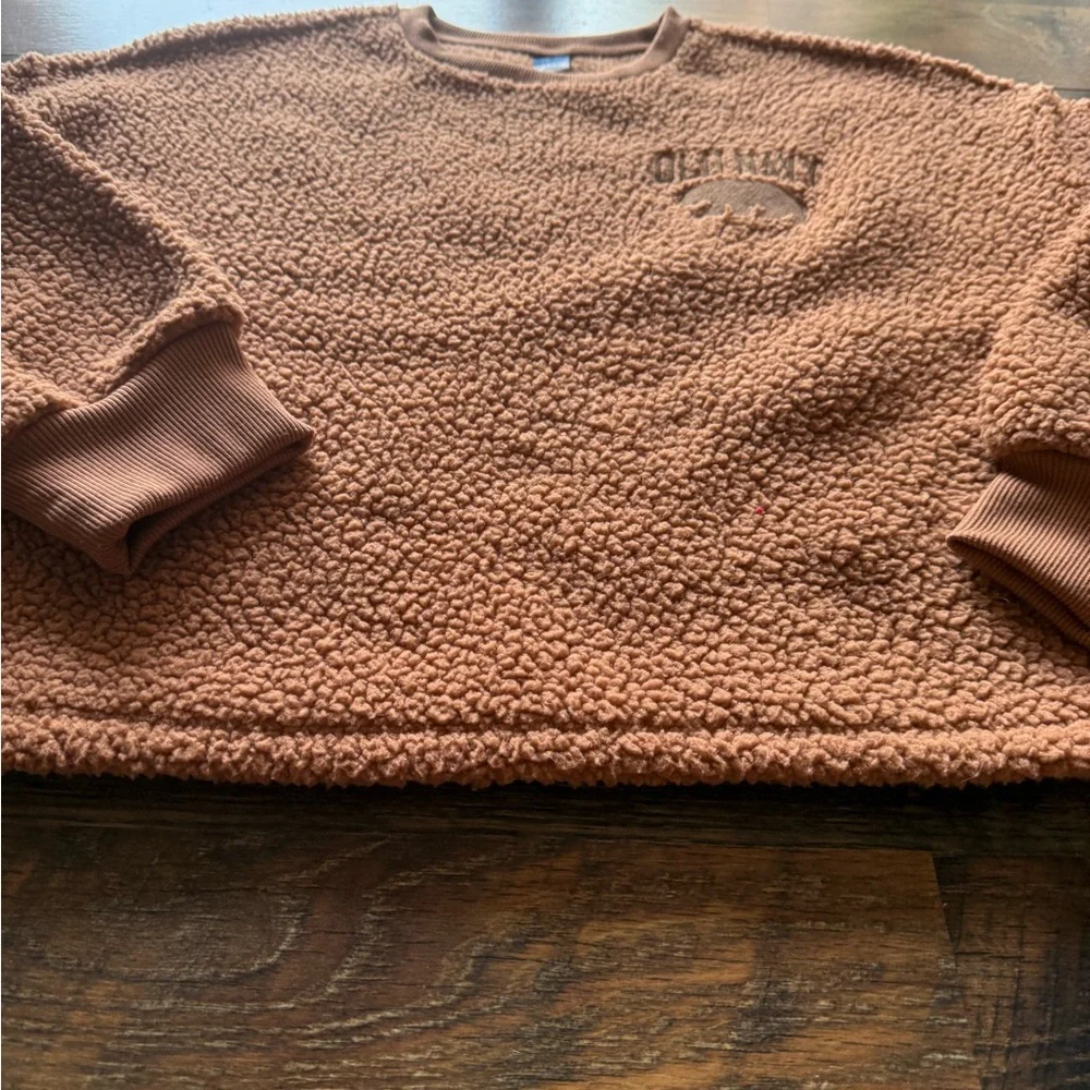 Old Navy Men's Rust Brown Sherpa Crewneck Sweater